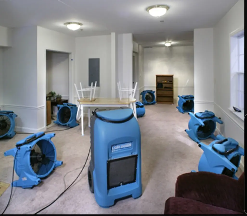 Air movers and dehumidifier setup for Water Damage Restoration in Waimalu