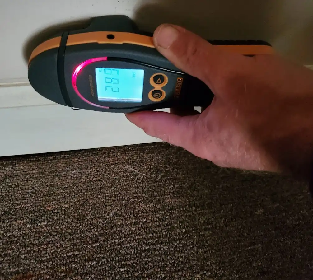 Moisture detection at baseboard during Storm Damage Restoration in Waimalu